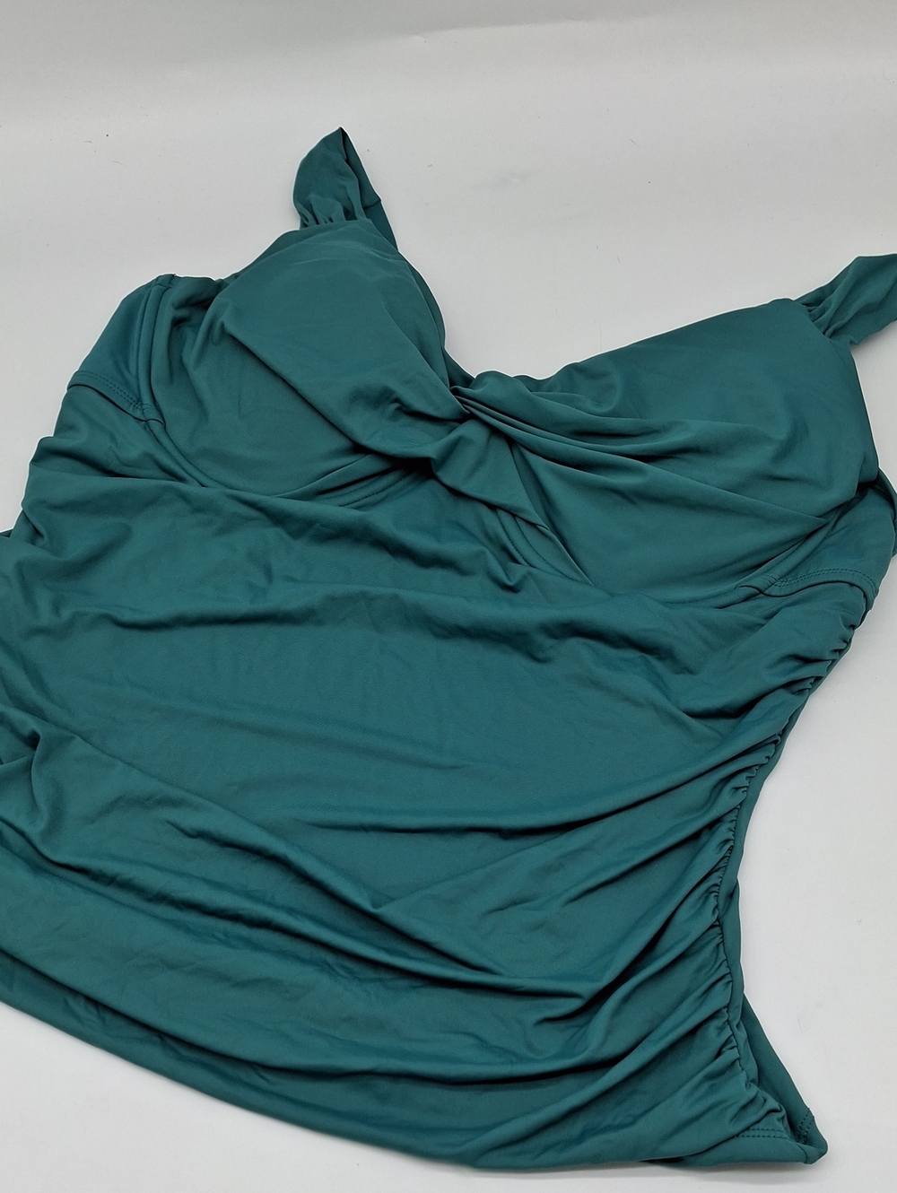 Anne Cole Solid Twist Front Underwire Tankini Top Ocean Green 20W